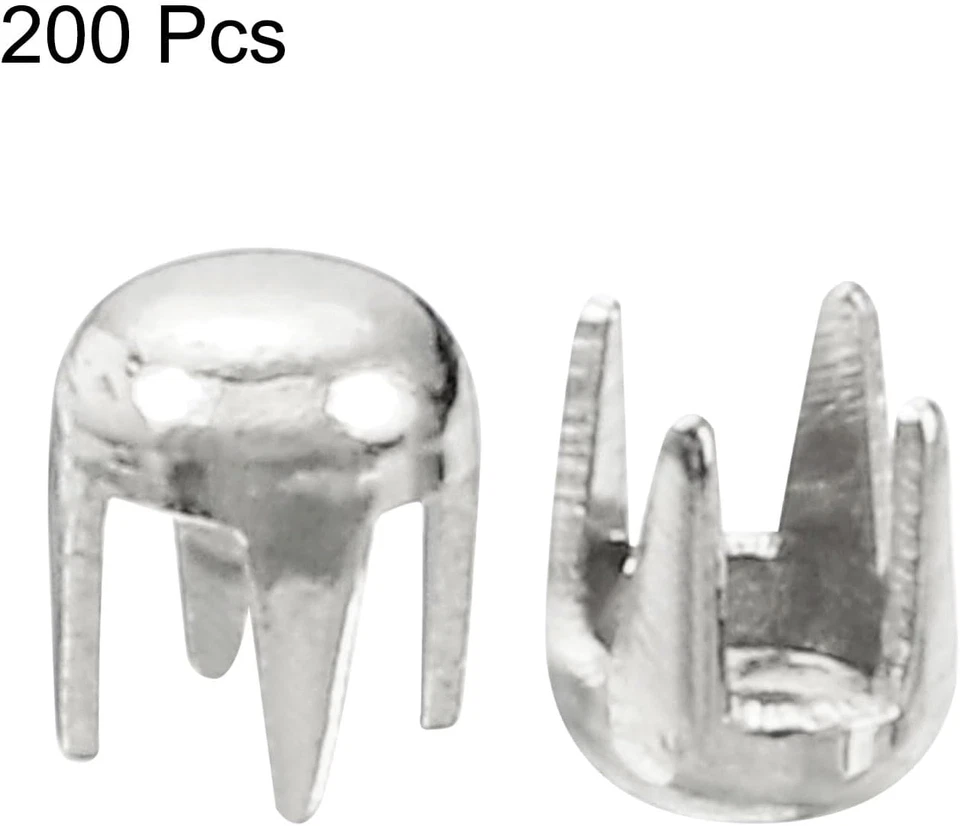 200Pcs 2Mm Silver round Dome Studs Metal Claw Beads Nailhead Rivets Spike Studs - Image 3 of 4