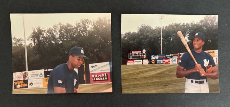 Lot of 2 1990 Albany Yankees 4" X 6" Photos of Bernie Williams