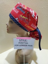 Saint Louis Cardinals words MLB Women's Ponytail Surgical Scrub Hat/Cap