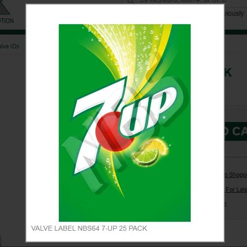 APEX VALVE LABEL NBS64 7-UP (1) ONE STICKER # VI04641909, 2" X 2-7/8"