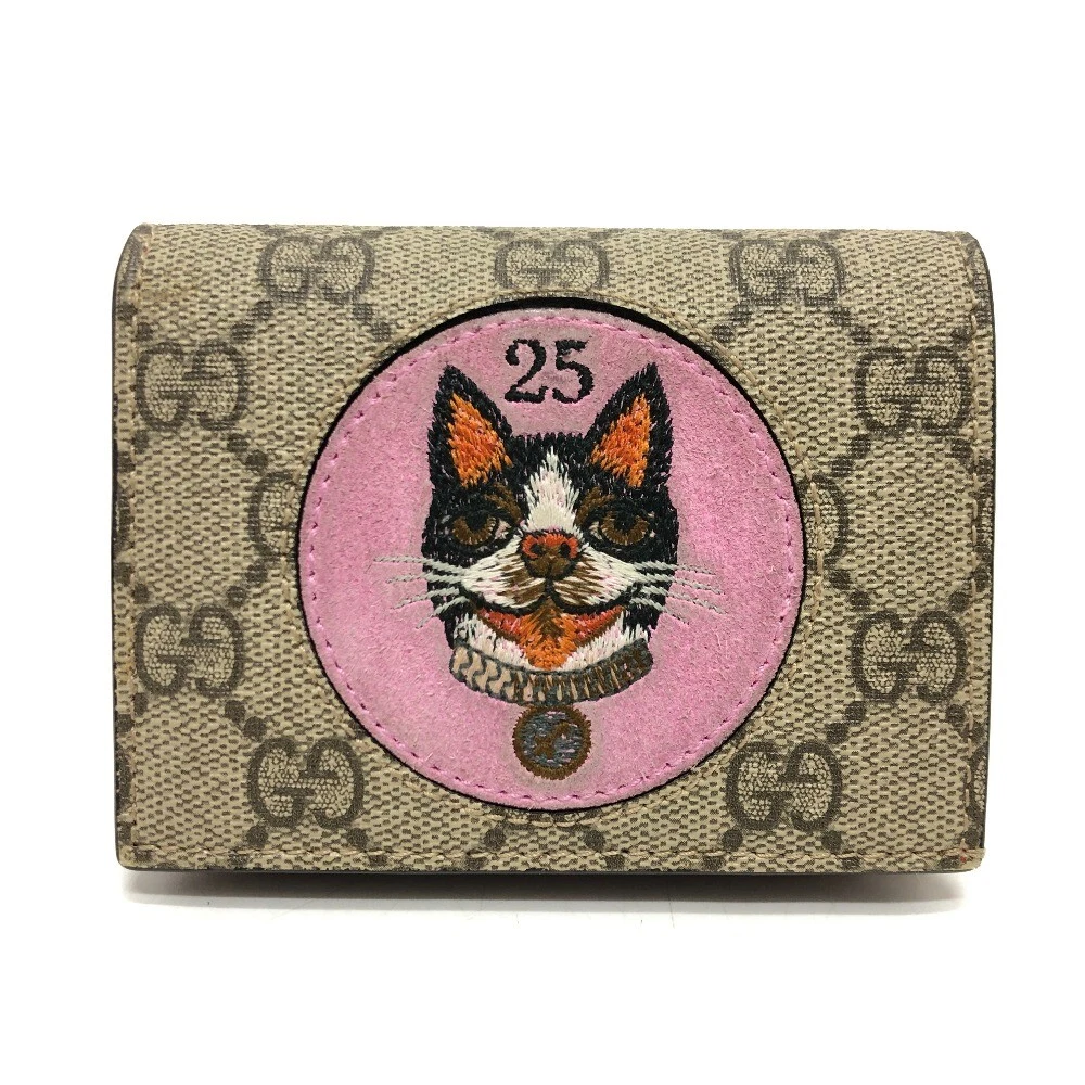 GUCCI 506277 GG Supreme BOSCO Wallet CompactWallet Folded wallet Beige/Red