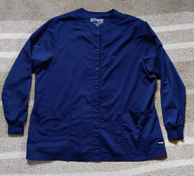 Grey's Anatomy By Barco Women's Scrub Jacket 2XL Blue Snap Medical Lab Coat 