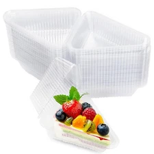 200 Pcs Individual Cake Slice Containers,Clear Pie Slice Containers Plastic D
