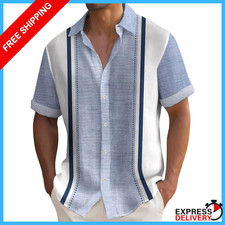 Men's Casual Short Sleeve Guayabera Cuban Beach Wedding Button-up Dress Shirt