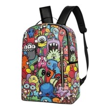 Multicolor Cartoon Monster Kids Backpack with Adjustable Strap
