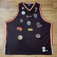 Size 6XL Platinum Fubu Mens Harlem Globetrotters Basketball Jersey Sewn Patches