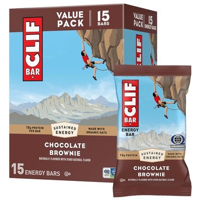 CLIF BAR - Energy Protein Bars - Chocolate Brownie - Made with Organic Oats - En
