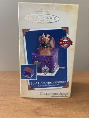 Hallmark Keepsake Ornament 2005 ''Pop! Goes the Reindeer'' Jack-in-the-Box