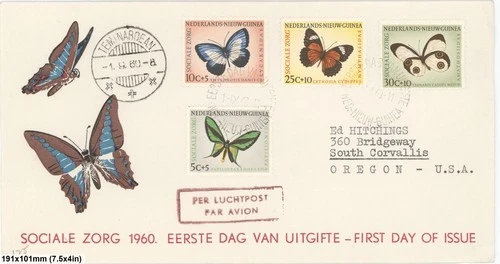 Netherlands New Guinea 1960 Butterfly First Day Cover Sociale Zorg Airmail