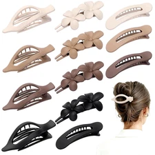 12 PCS Flat Hair Clips - 3 Styles Matte Flat Claw Clips Set Duckbill Barrettes f