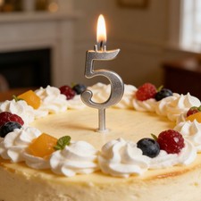 Silver Reusable 0-9 Number Birthday Cake Candle Holder Set Silver