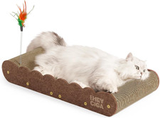 26'' Large Cardboard Cat Scratcher Bed with 2 Cat Teaser Toy, Orthopedic Cat Cou