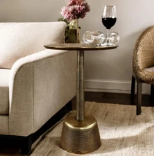 Handmade Aluminum Side Table: Tropical Nickel Finish Accent Table