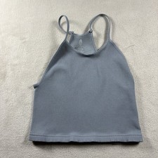Free People Movement Run Cropped Performance Tank Women s M/L Blue Racer Back 3A