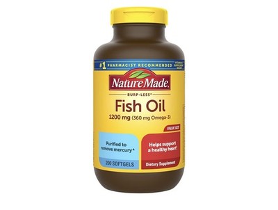 Nature Made Fish Oil 1200mg Burp Less Omega-3 Softgels 200 Ct Heart Support