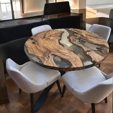 Divano in legno epossidico rotondo 21" tavolino fatto a mano arte per bar e hotel