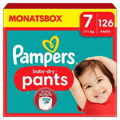 Pampers  Windeln Monatsbox baby-dry  pants Gr. 7 (17+ kg) für Kids und...
