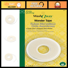 Double-Sided Wash-A-Way Wonder Tape, 1/4" x 25 Yards, Fabric Adhesive Roll, Whit