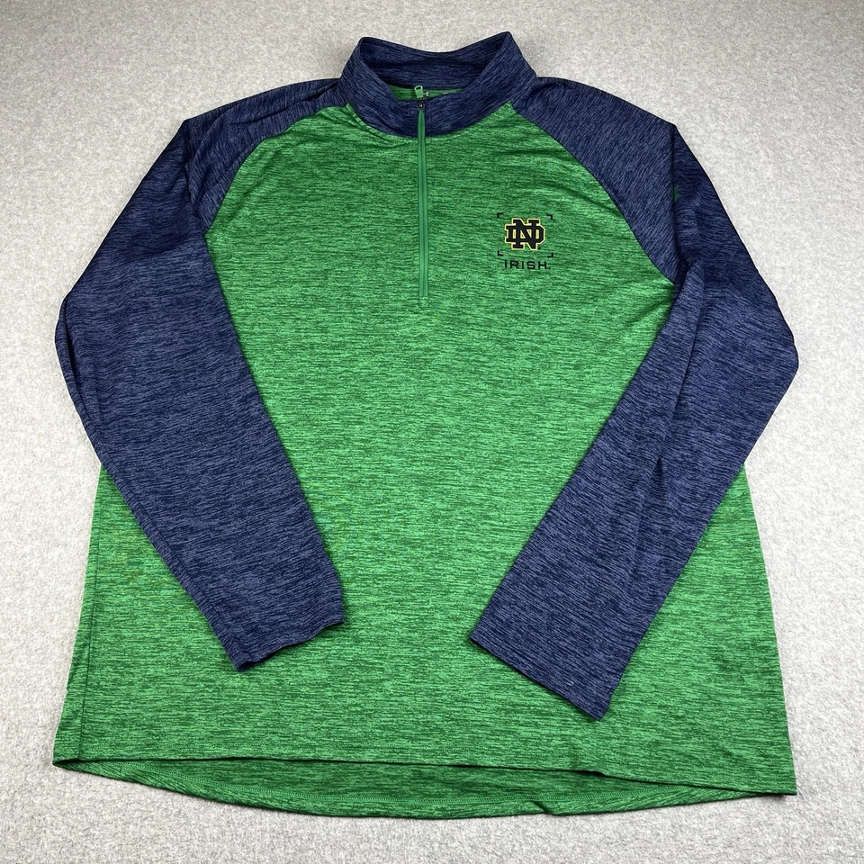 Camisa irlandesa de lucha Under Armour Notre Dame para hombre 2XL verde 1/4 cremallera pulóver Foto 2 de 4