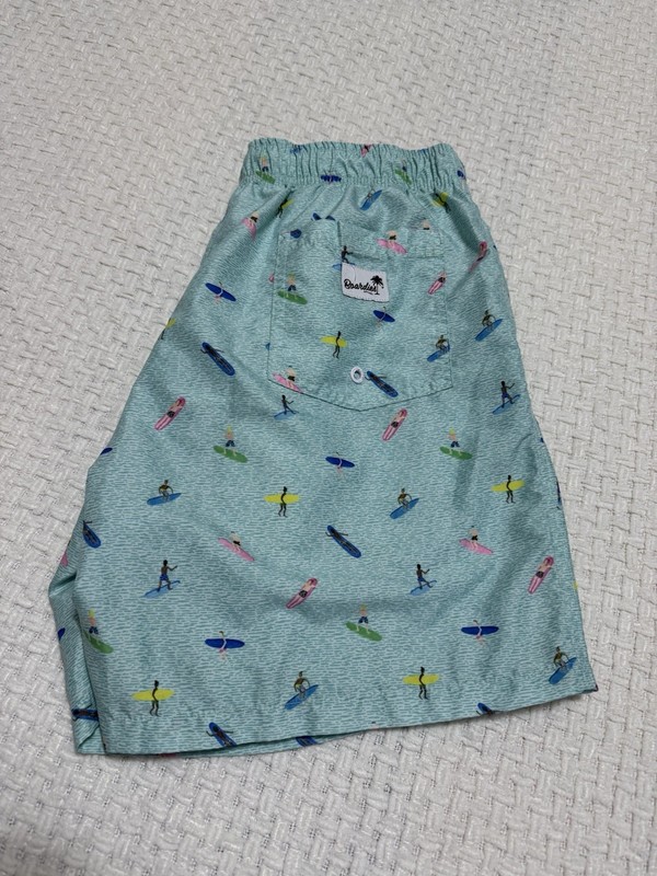 Boardies Sayulita Surf Swim Shorts featuring a mini surfer print, Size large