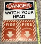 3 Antique Vintage Metal Signs, Fire Extinguisher & Danger Signs *Fast Shipping*
