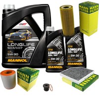 Mann Inspektionspaket 7L Mannol Longlife 5W-30 FüR Audi A6 2.8 FSI 3.0 Tfsi