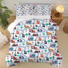Cartoon Truck Comforter Set Twin: Construction Bedding for Twin, Lb10-01