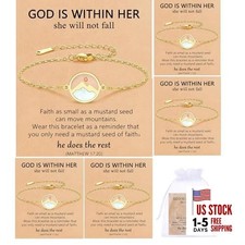 Tondiamo 6 Pcs Mustard Seed Faith Bracelets with Cards Mustard Seed Link
