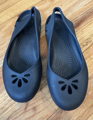 Crocs Kadee Ballet Flats Slip On Shoes Black Women's Sz 8 Mary Jane Black