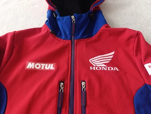 Honda Racing HRC Motul Motorsport mens Red Blue Softshell Hooded Jacket size M image 5