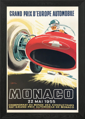 Monaco Grand Prix 1955 Framed Wall Art Poster Canvas Print Picture