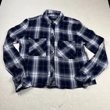 Rails Cropped Flannel Button Down Shirt Plaid Long Sleeve Casual Lounge Top S