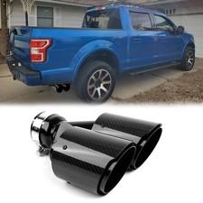 3" Inlet to 4" Outlet Rear Carbon Fiber Dual Exhaust Tip For Ford F-150 5.0L V8
