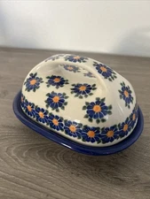 Vintage RARE UNIKAT Polish Pottery Butter Dish Good Condition!