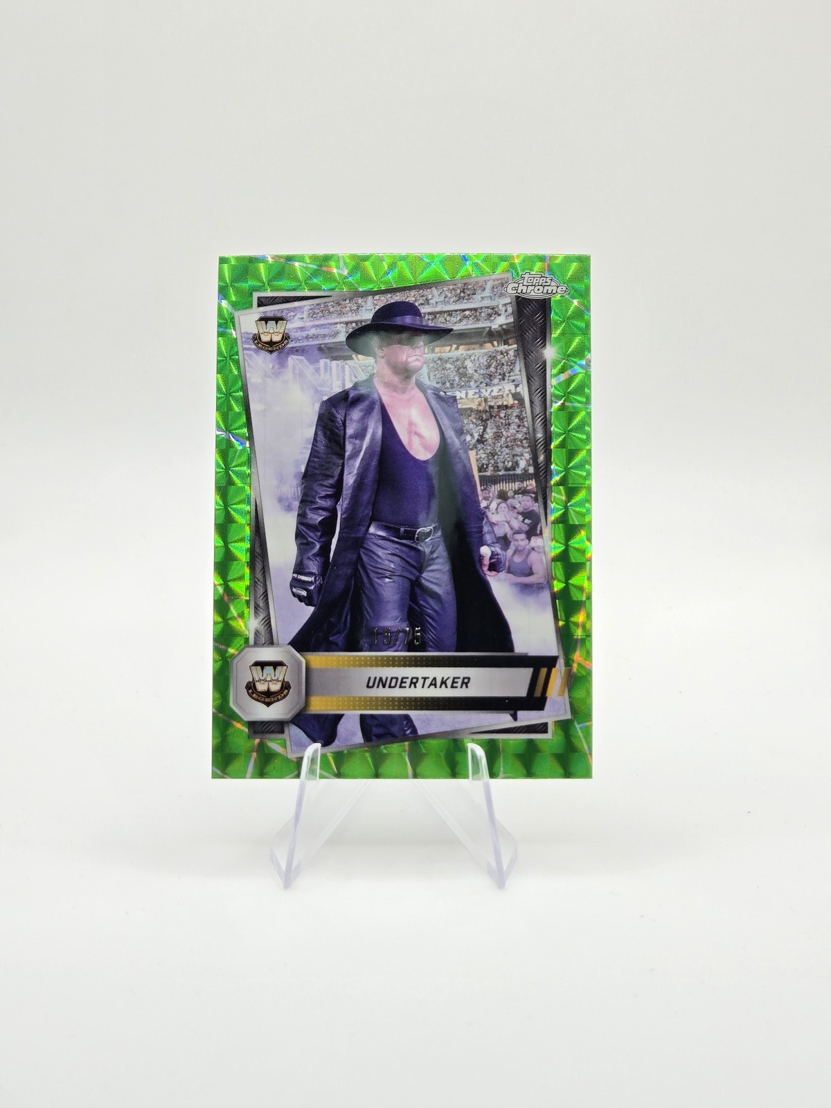 Undertaker 2025 Topps Chrome WWE Neon Green Geometric Refractor SP #/75 #21