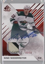2016 SP Game Used Red Spectrum Premium Material /15 Nino Niederreiter #22 Auto