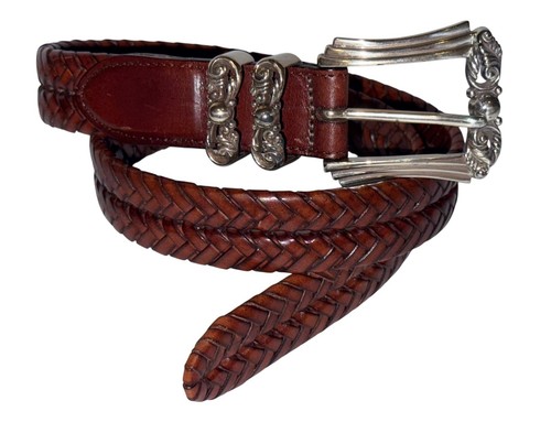 NEW BRIGHTON BRAIDED LEATHER BELT WOMEN’S 97087 M 30 BROWN FANCY 1 1/8 ...