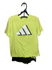 adidas Boys Outfit Set Yellow T-Shirt gray Shorts 2 Piece Size Youth Small