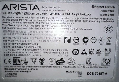 Arista DCS-7048T-A 48-Port 100/1000 RJ-45 4-Port SFP Switch With 2xPSU - Picture 4 of 6