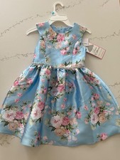 New Rare Editions Fancy 6X Girls Dress- Light Blue Floral w/ Sequins A-Line