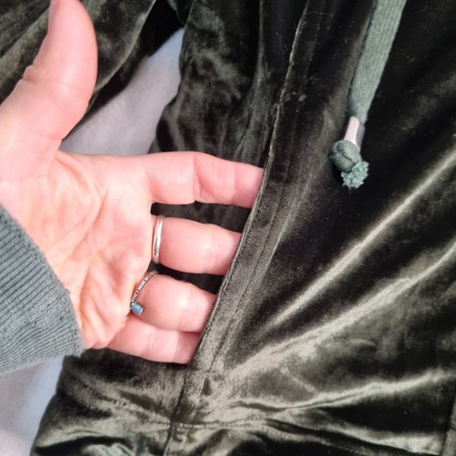 Y2K Velvet Utility Jacket Size 8 XS Deep Forest Green 3/4 Sleeve Dark Academia - Foto 5 di 10
