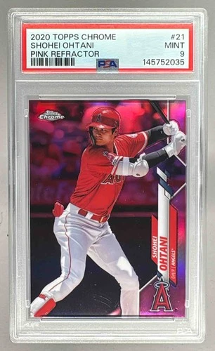 145752035 Shohei Ohtani 2020 Topps Chrome #21 Pink Refractor PSA 9