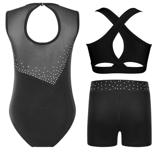 Kids Girls Set Workout Suit Fitness Outfit Athletic Sleeveless Gymnastics Yoga - Picture 26 of 36
