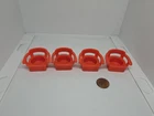 Vintage Fisher Price little people lot/4 red kitchen chairs triangle backs