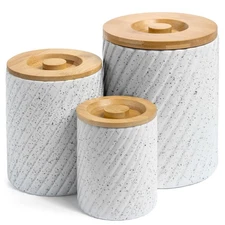 Ceramic Canister Set for Kitchen Countertop & Pantry – 3 Airtight Food Storag...