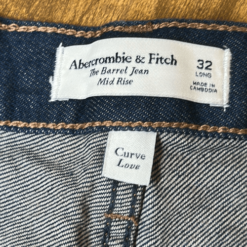 Abercrombie & Fitch The Barrel Jeans Mid Rise Curve Love Jeans 32 lang dunkle Waschung - Bild 8 von 9