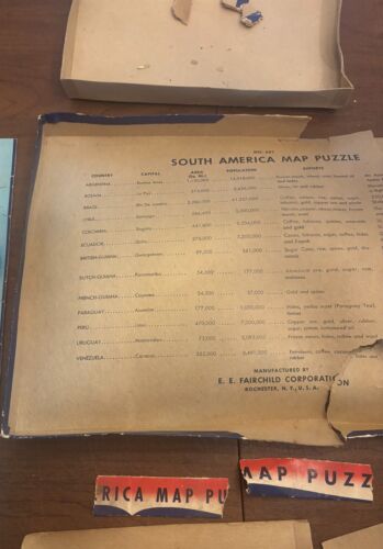 E.E. Fairchild Corporation South America Map Jigsaw Puzzle Vintage 1941 - Picture 7 of 8