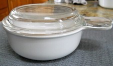 Vtg. Corning Ware Grab it to goWhite P-150-B + P-150-C Clear Original Glass Lid