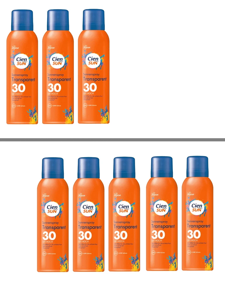 CIEN SUN SONNENSPRAY TRANSPARENT LSF 30 KÜHLEFFEKT WASSERFEST 3er / 5er SET*NEU*