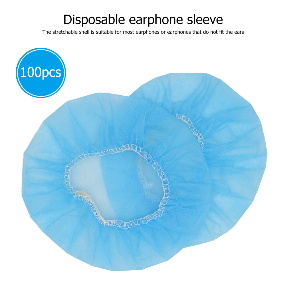 100x NonWoven Stretch Headphone Covers Disposable Headset Sanitary